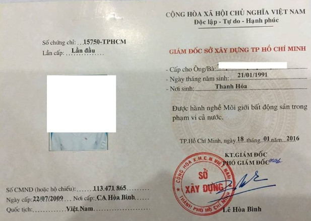 Cấp chứng chỉ môi giới bđs