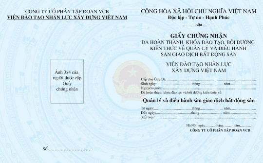 Chứng chỉ quản lý sàn giao dịch bđs